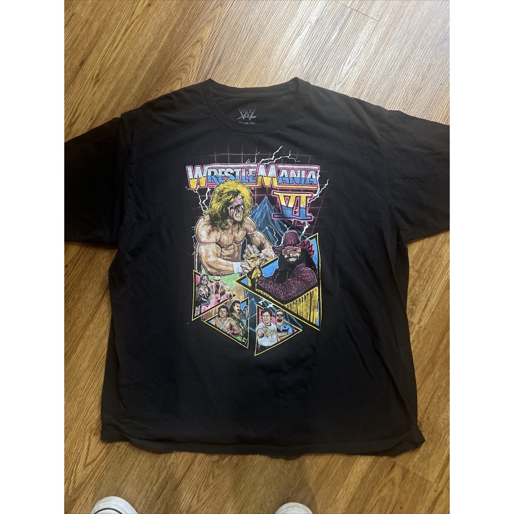 Wrestle Mania VI T-shirt 2XL Black Ultimate Warrior Macho Man WWE Wrestling